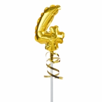 Foil Balloon with Stick Number 4 Gold